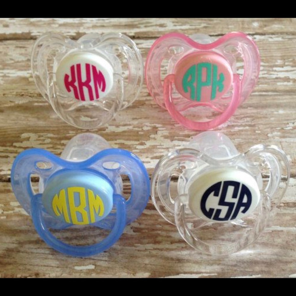 customized monogrammed pacifier set